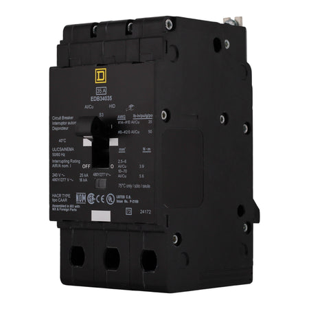Square D E-Frame EDB34035 35A 3P 480Y/277V Thermal-Magnetic Bolt-On Circuit Breaker - Image 2