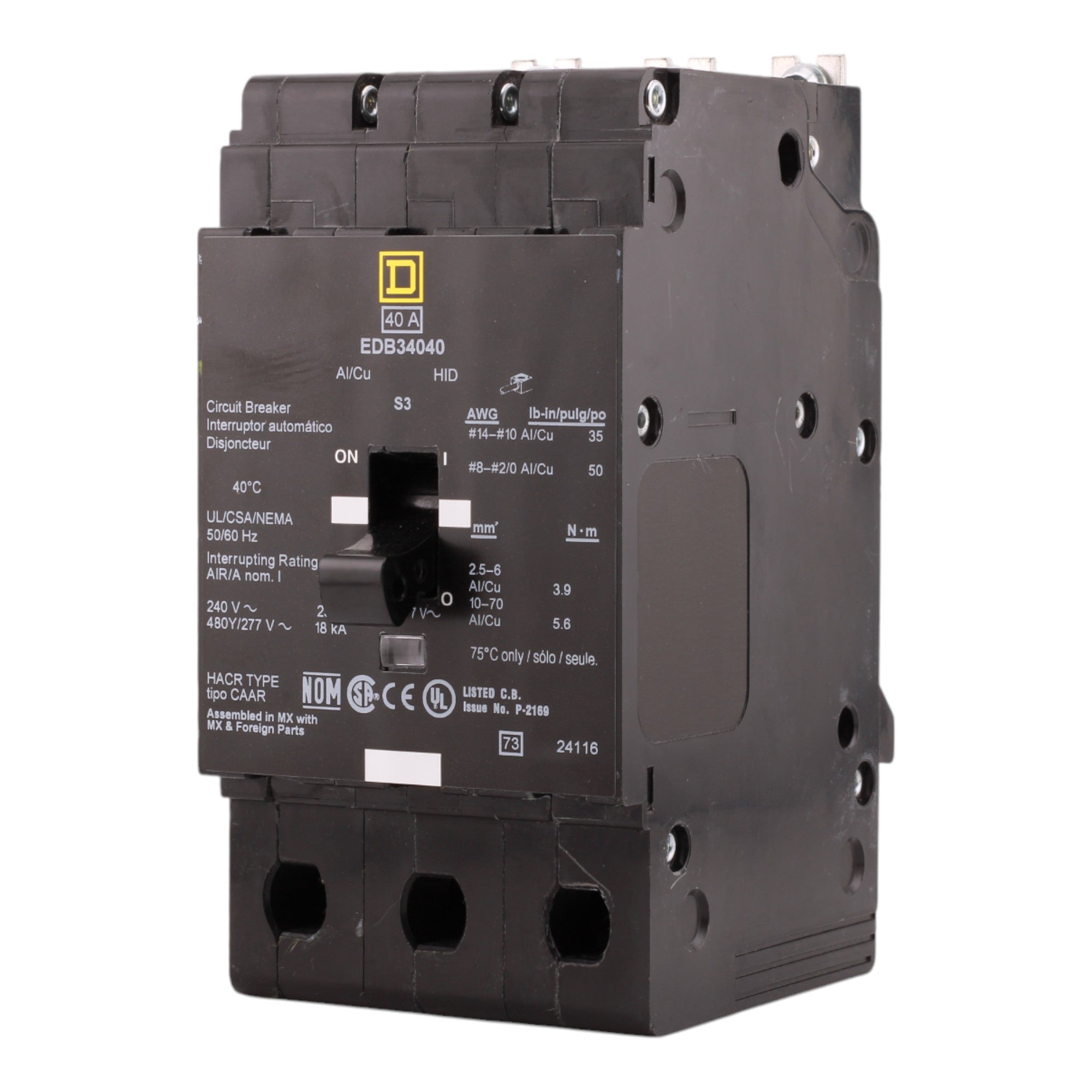 Square D EDB34040 40A 3P 480Y/277V E-Frame Circuit Breaker - Image 6