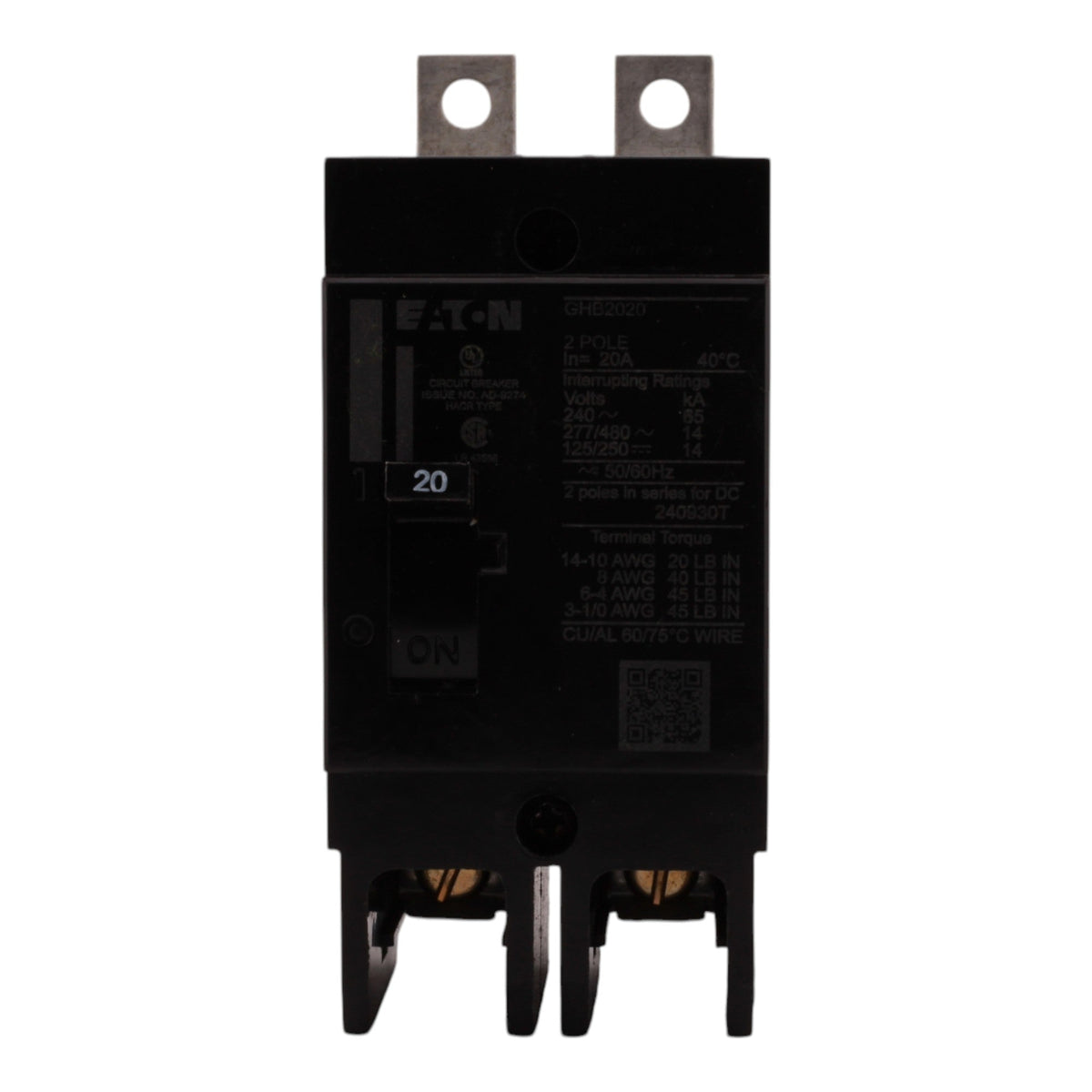 Eaton GHB2020 20A 2P 480V G-Frame Molded Case Circuit Breaker - Image 2