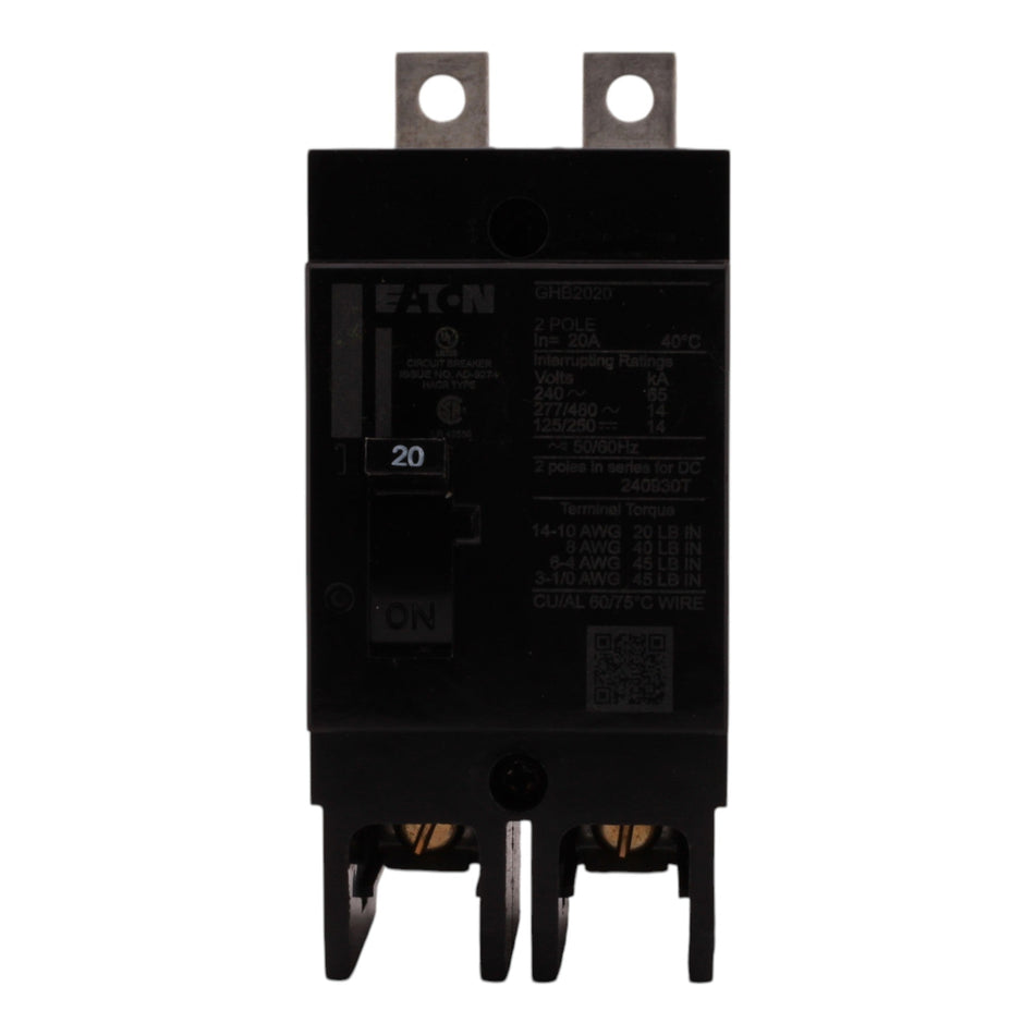 Eaton GHB2020 20A 2P 480V G-Frame Molded Case Circuit Breaker - Image 2