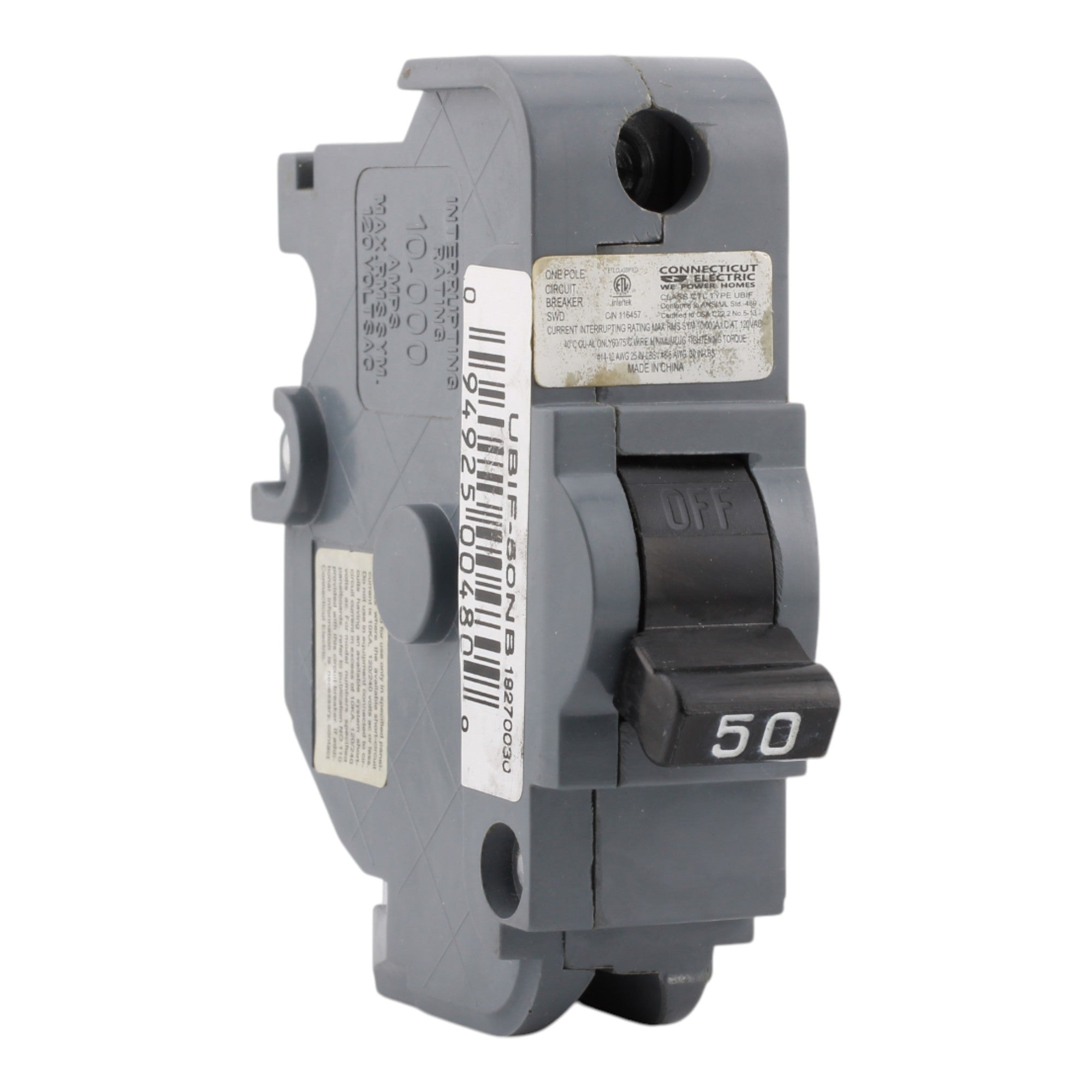 Connecticut Electric UBIF-50NB 50A 1P FPE Replacement Bolt-On Circuit Breaker