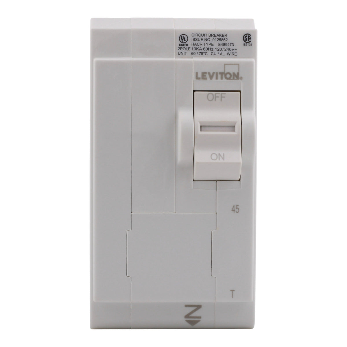 Leviton LB245-T 45A 2P 120/240V Standard Plug-On Neutral Circuit Breaker - Image 3