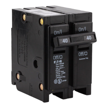 Eaton BR240 Circuit Breaker 40A 120/240V 2-Pole Plug-In Thermal Magnetic Type BR