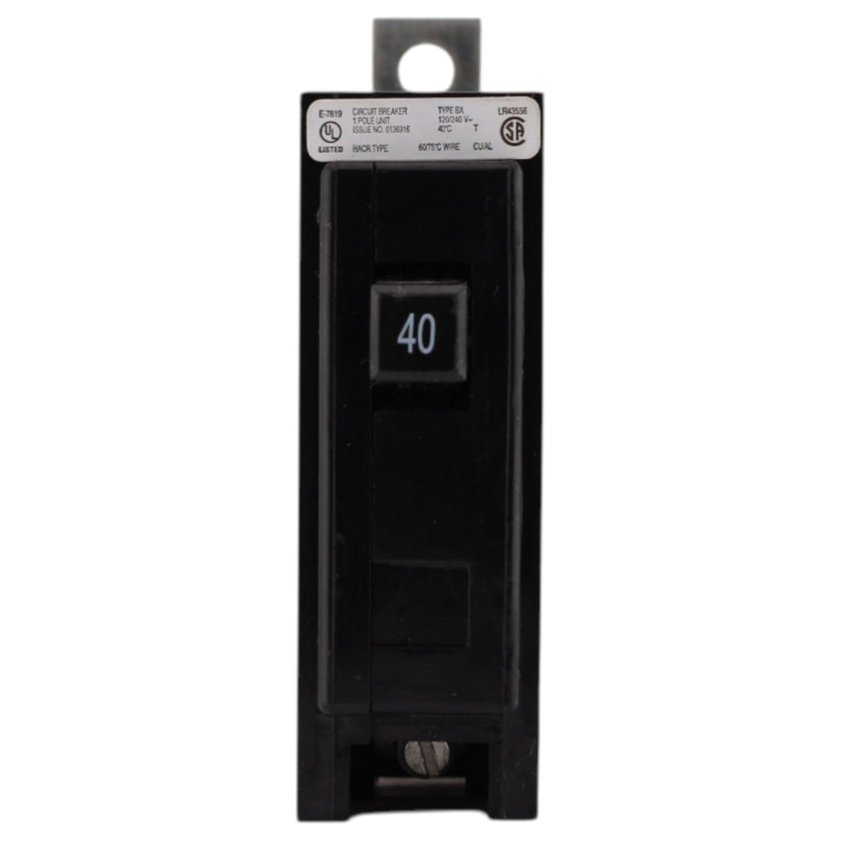 Eaton BAB, BAB1040, 40A, 1P, 120/240V, Thermal Magnetic, Bolt-On, Circuit Breaker - Image 2