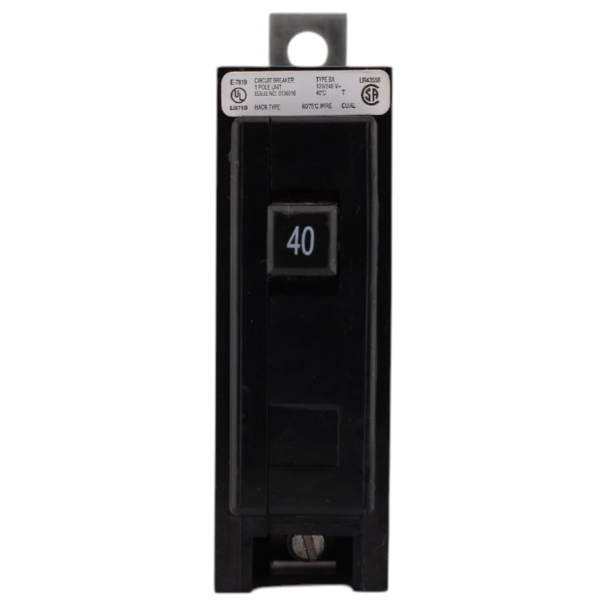 Eaton BAB, BAB1040, 40A, 1P, 120/240V, Thermal Magnetic, Bolt-On, Circuit Breaker - Image 2