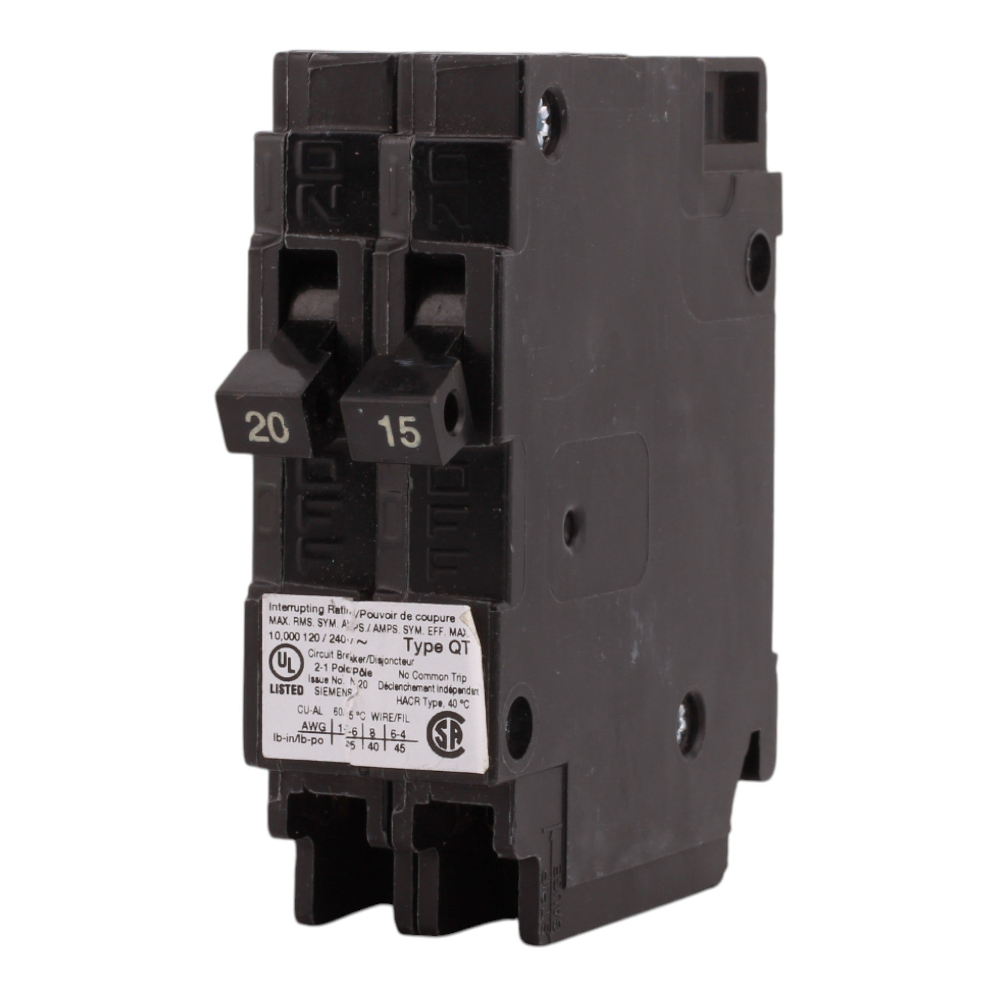 Siemens QT Q2015NC 20A/15A 1P 120V Duplex Circuit Breaker - Image 6
