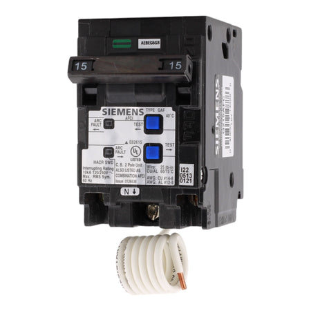 Siemens Q215AFC, 15 Amps, 120/240 Volts, Double Pole, Combination AFCI Circuit Breaker, Plug-In Mount, Pigtail Connection, for Siemens Panels - Image 3