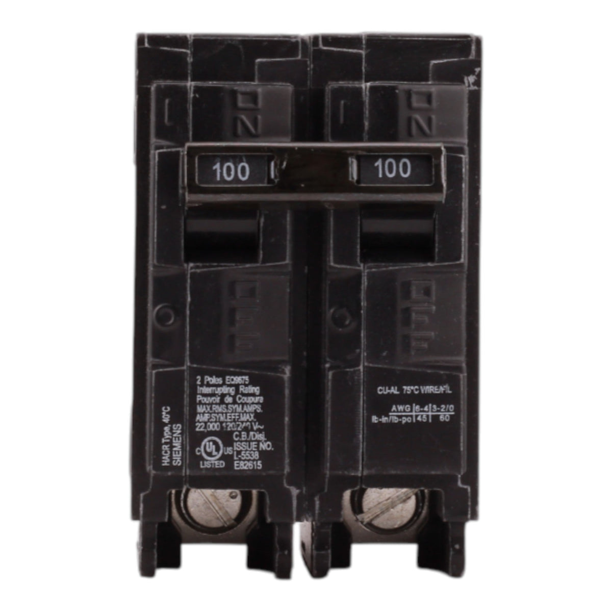 Siemens EQ9675 100A 2P 240V Main Circuit Breaker - Image 3