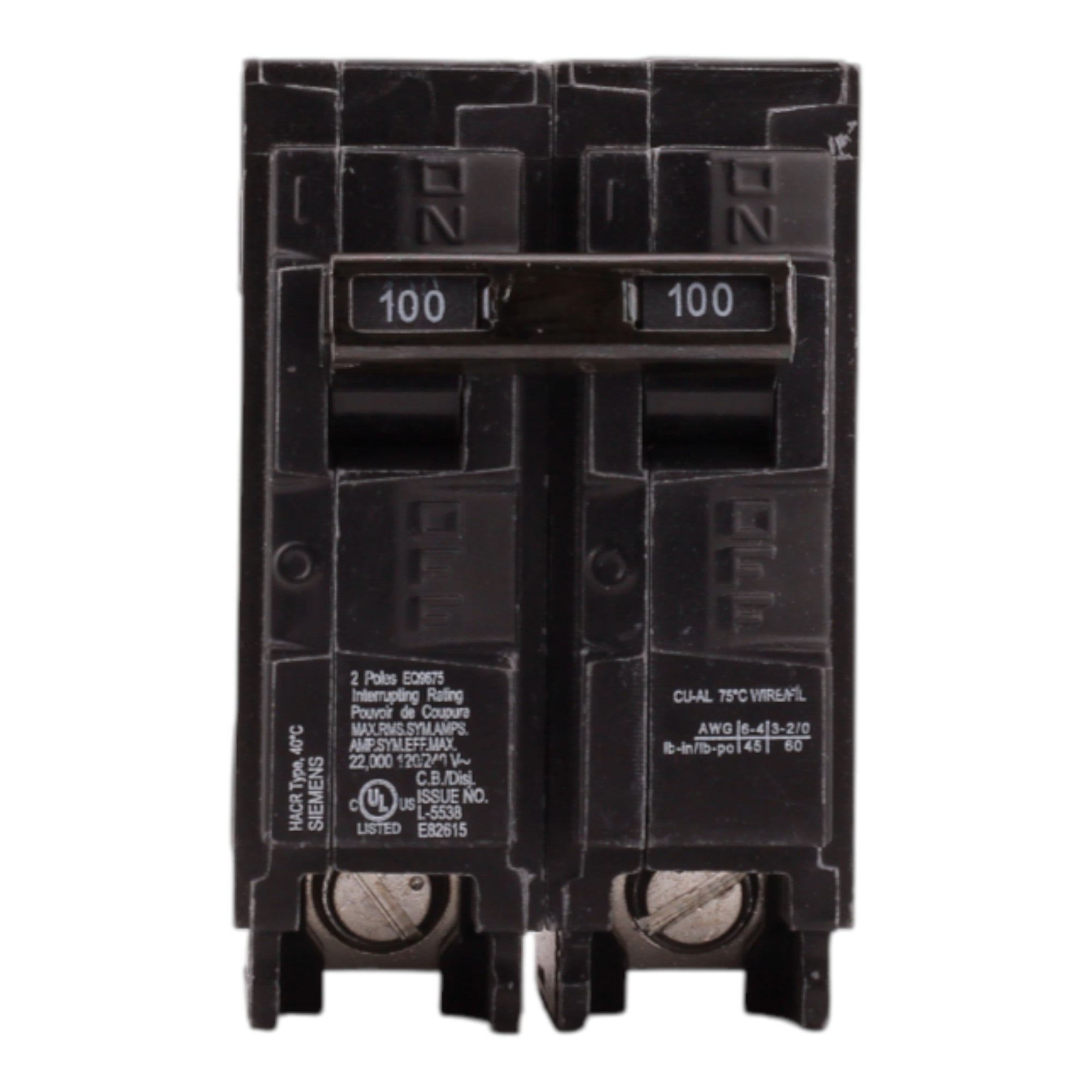 Siemens EQ9675 100A 2P 240V Main Circuit Breaker - Image 3