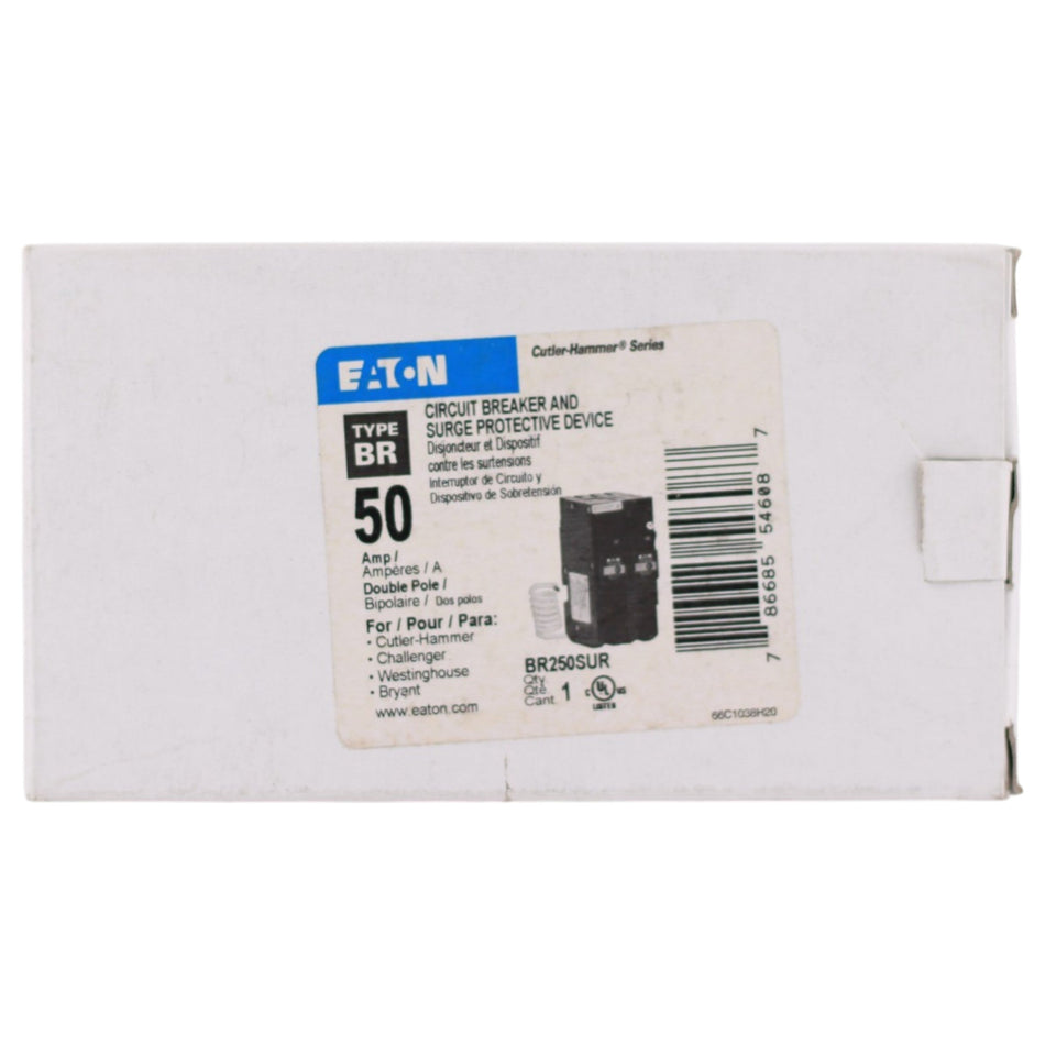 Eaton BR, BR250SUR, 50A, 2P, 120/240V, Surge Breaker, Plug-In, Circuit Breaker - Image 2