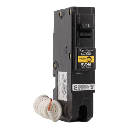 Eaton BR115AF Circuit Breaker 15A 120/240V 1-Pole Pigtail Neutral AFCI Type BR