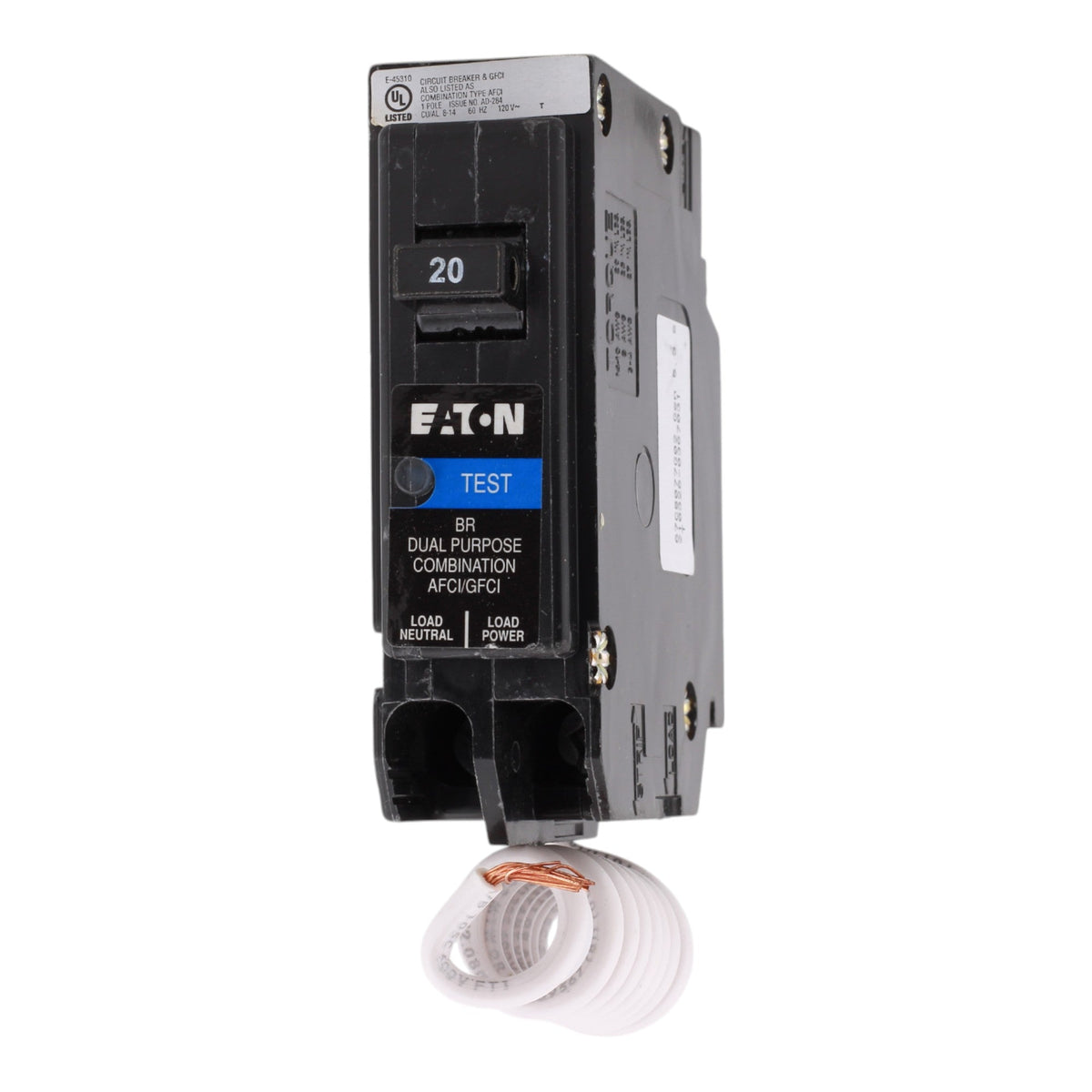 Eaton BR BRHAFGF120 20A 1P 120V AFCI/GFCI Pigtail Neutral Circuit Breaker - Image 3