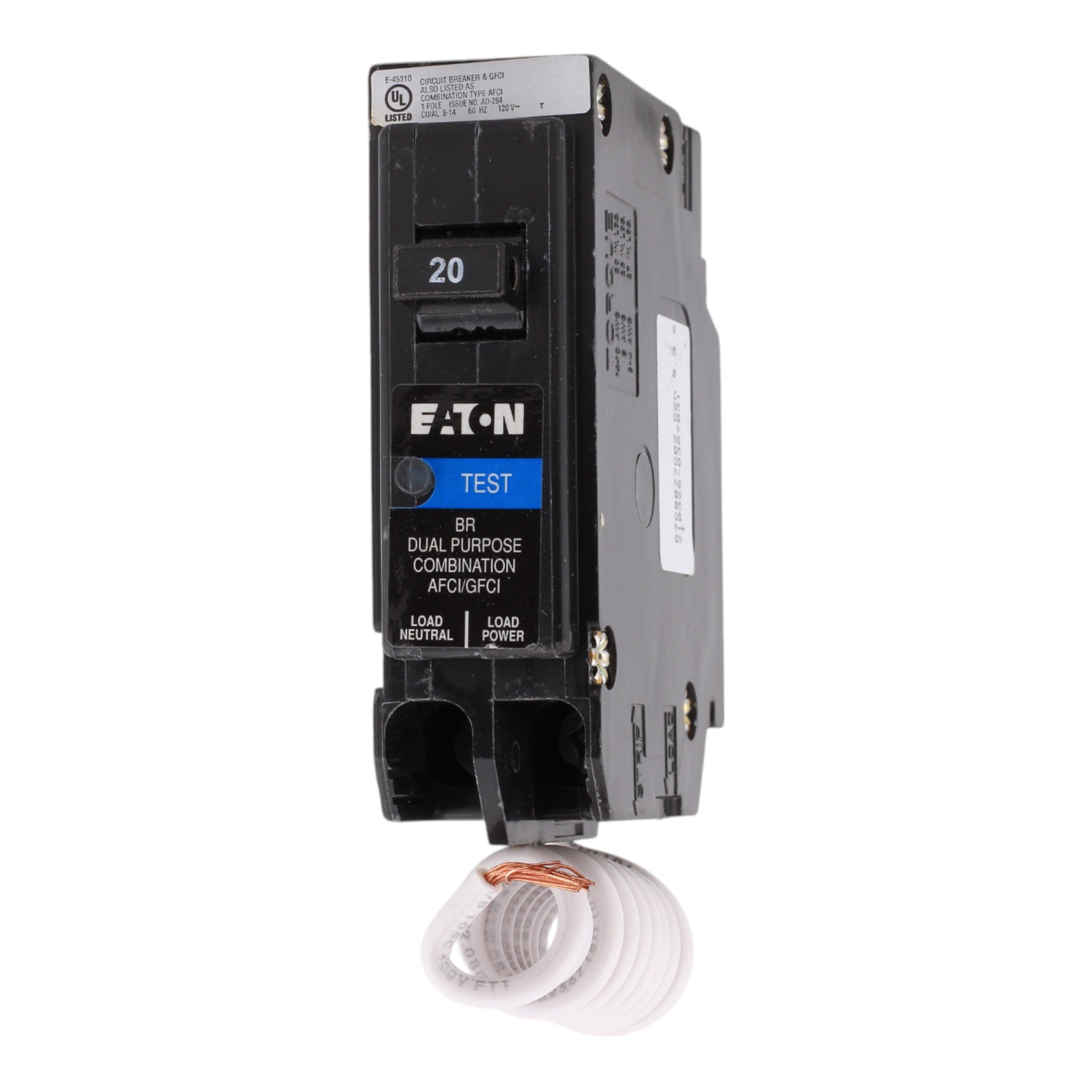 Eaton BR BRHAFGF120 20A 1P 120V AFCI/GFCI Pigtail Neutral Circuit Breaker - Image 3