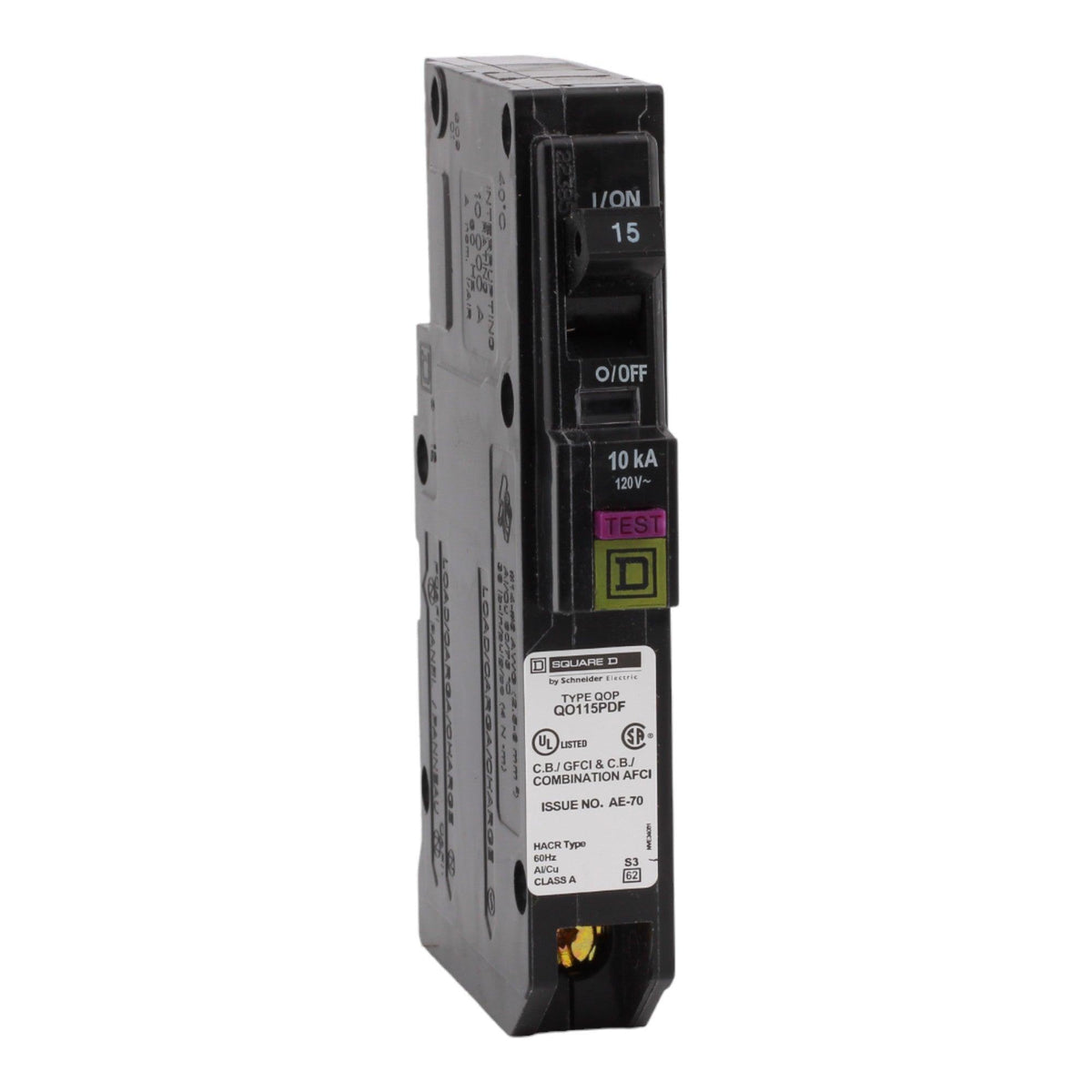 Square D QO115PDF 15 Amp Single Pole 120V Plug-On Neutral AFCI/GFCI Dual Function Circuit Breaker UL - Image 3