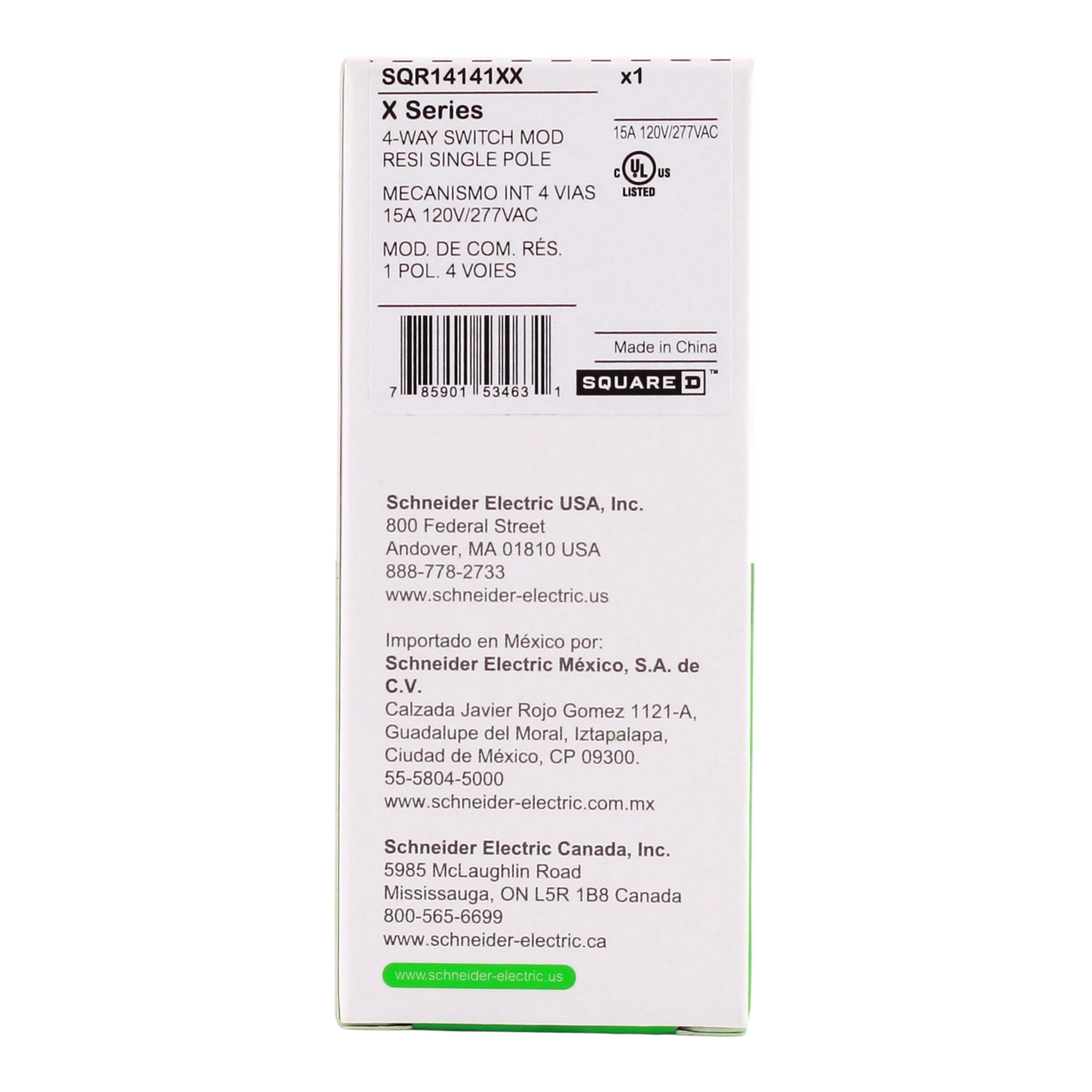 Square D X Series, SQR14141XX, 15A, 120/277V, Single Pole, 4-Way, Switch Module - Image 3