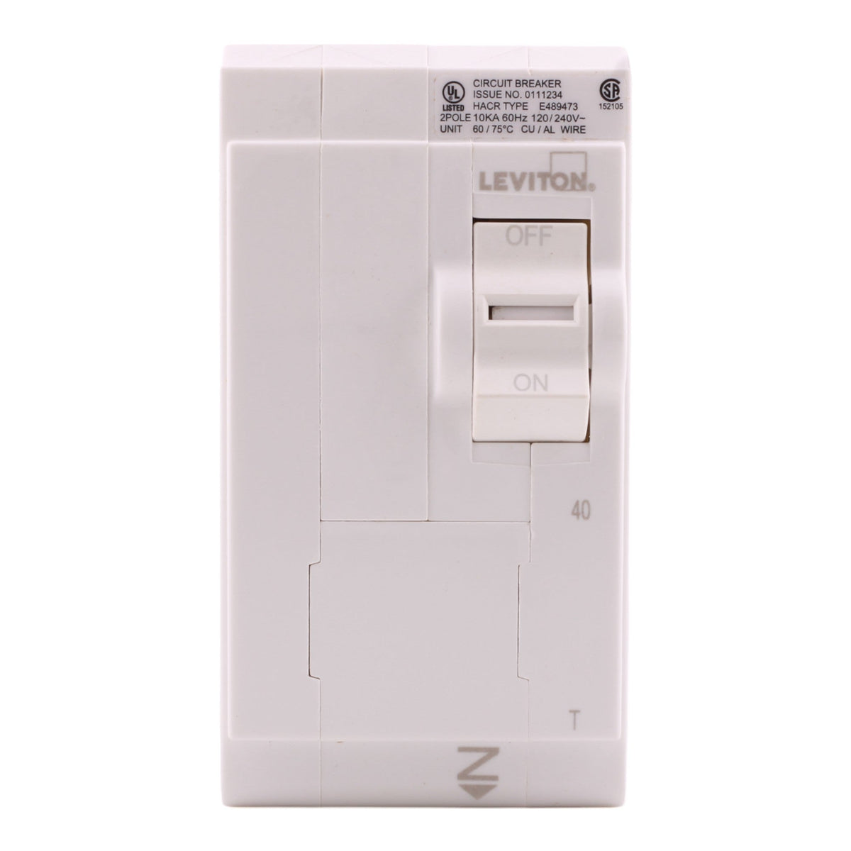 Leviton LB240-T 40A 2P 120/240V Standard Plug-On Neutral Circuit Breaker - Image 2