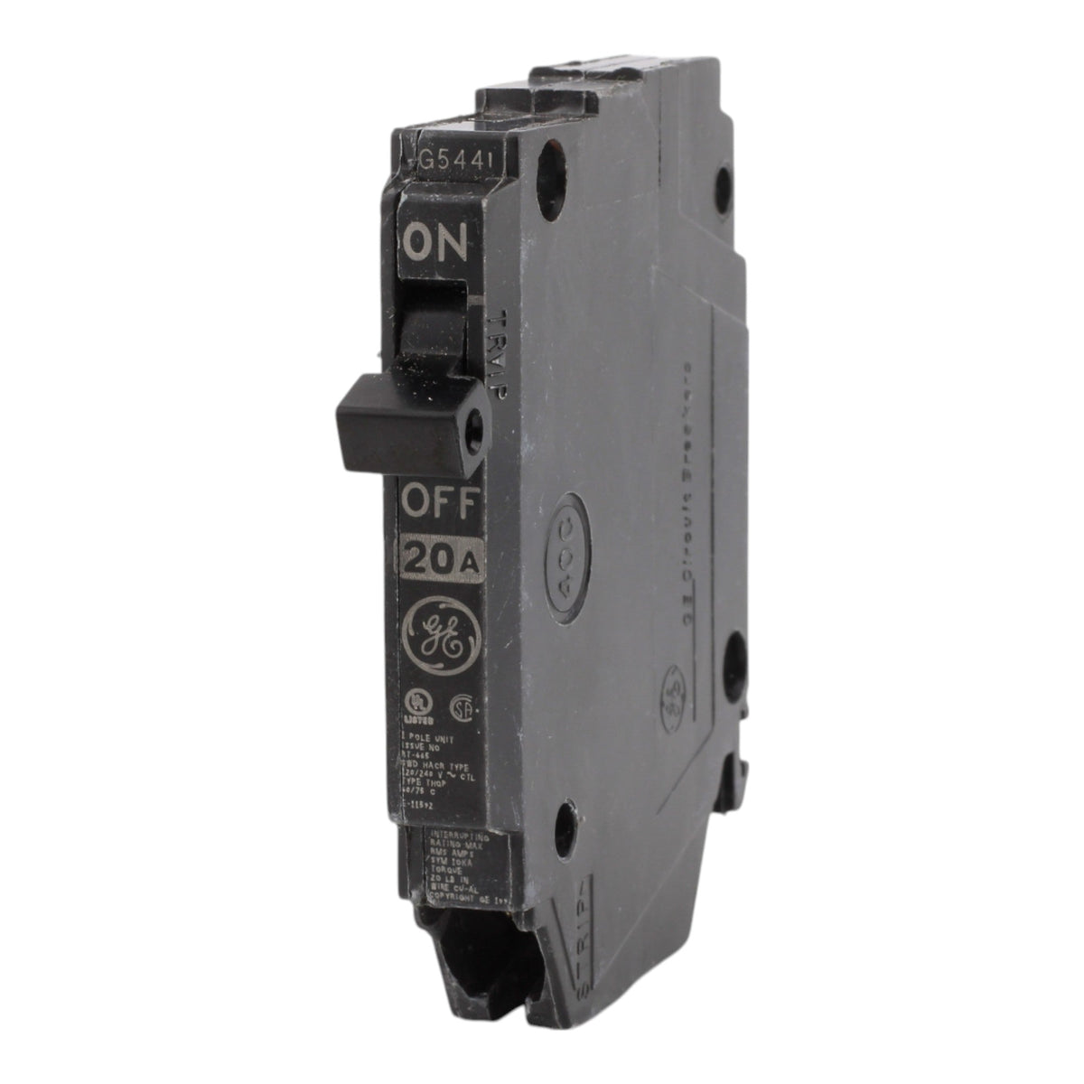 GE THQP120 20 Amp Single-Pole Circuit Breaker - 120/240V, 10kA, Plug-In, UL Listed - Image 3