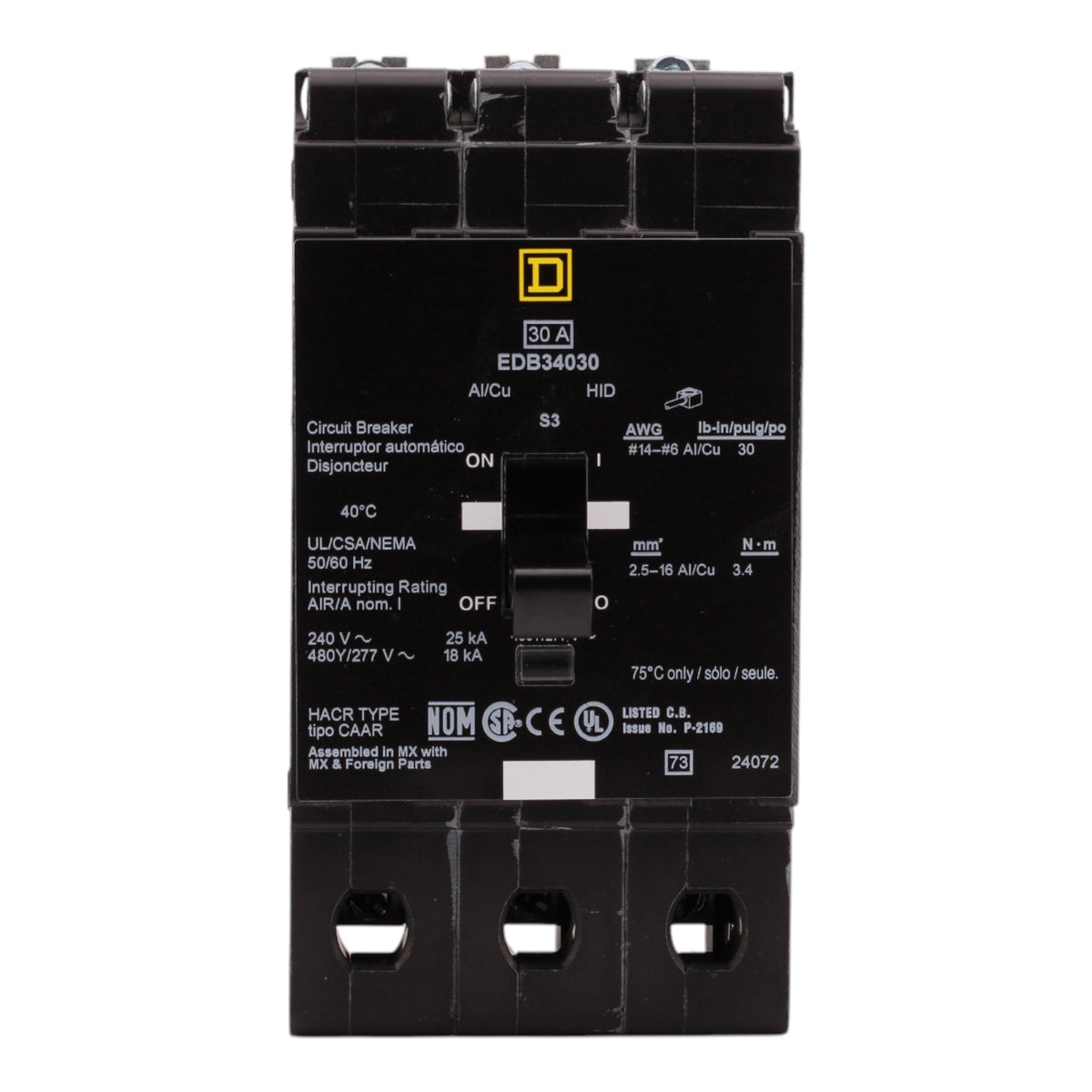 Square D EDB34030 30A 3P 480V Circuit Breaker E-Frame - Image 2