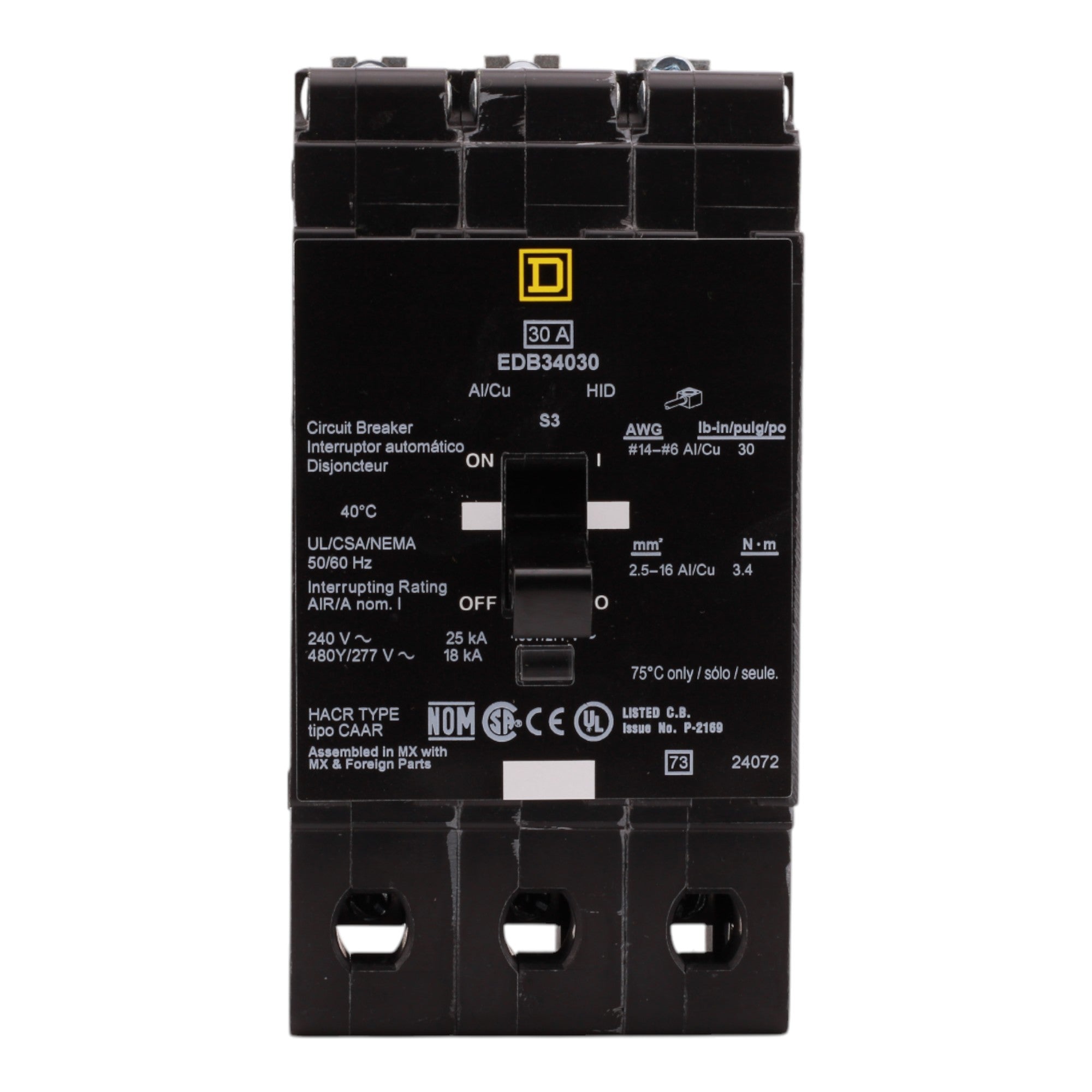 Square D EDB34030 30A 3P 480V Circuit Breaker E-Frame - Image 2