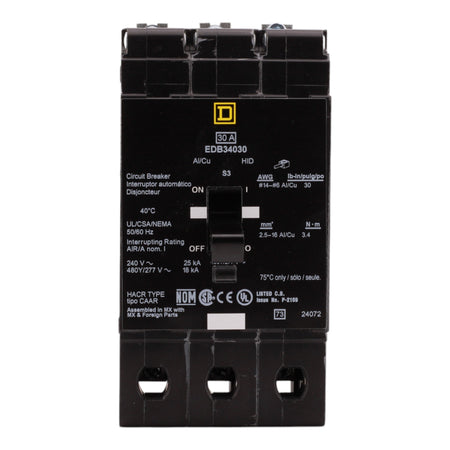 Square D EDB34030 30A 3P 480V Circuit Breaker E-Frame - Image 2