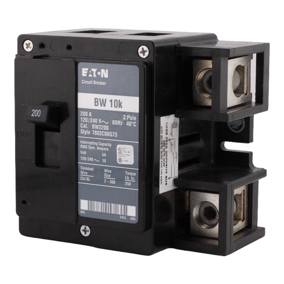 Eaton BW2200 200 Amp Double Pole Main Bolt-On Circuit Breaker - 120/240V, UL Listed - Image 2