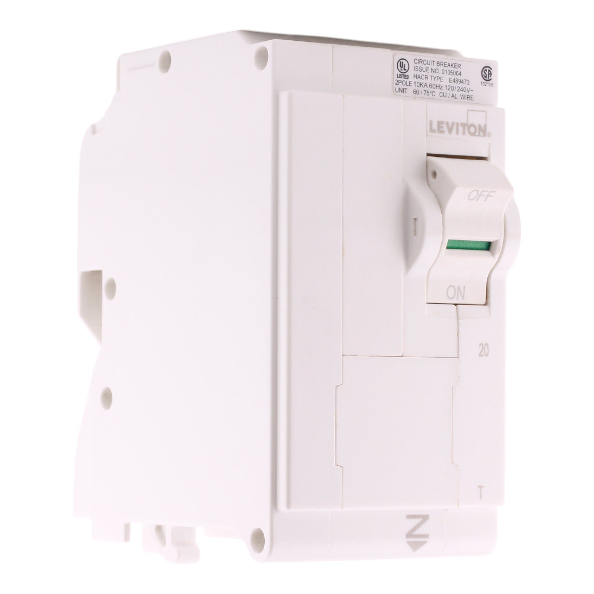 Leviton LB220-T 20A 2P 120/240V Standard Plug-On Neutral Circuit Breaker - Image 3