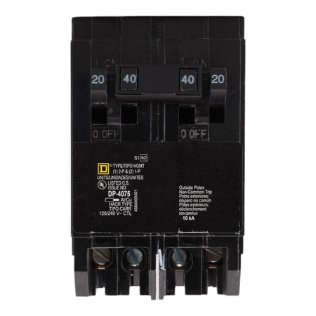 Square D HOMT2020240 20/20/40A 120/240V Quad Tandem Circuit Breaker, Plug-In, 10kA Interrupt, for Homeline Load Centers - Image 2