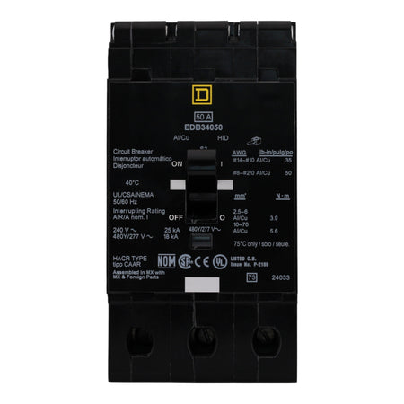 Square D E-Frame EDB34050 50A 3P 480Y/277V Thermal-Magnetic Bolt-On Circuit Breaker - Image 4