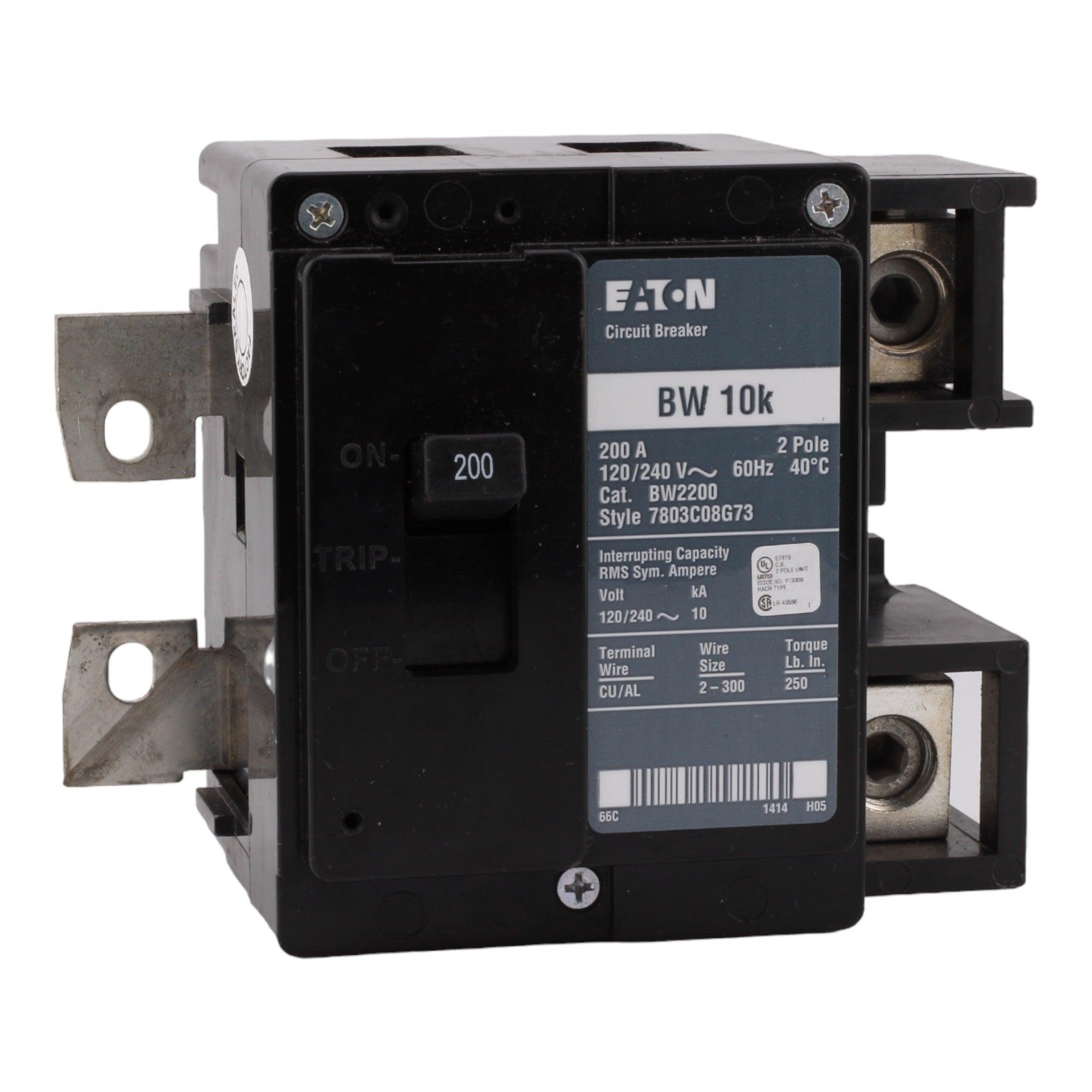 Eaton BW2200 200 Amp Double Pole Main Bolt-On Circuit Breaker - 120/240V, UL Listed - Image 3
