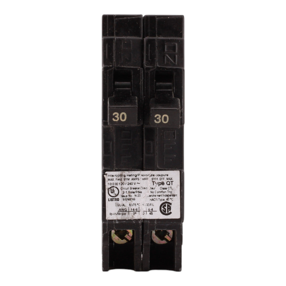 Siemens Q3030 30A-30A 1P 120V Duplex Circuit Breaker - Image 2