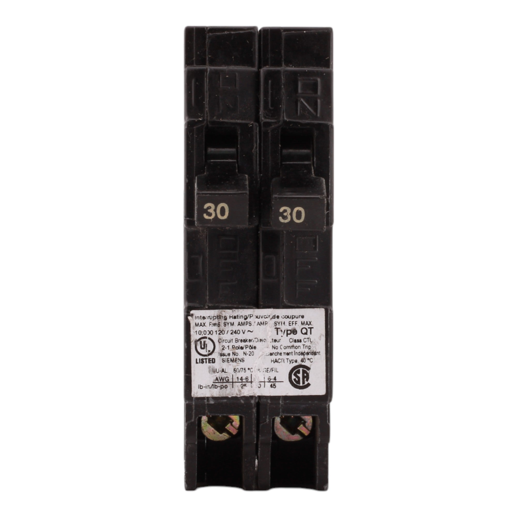 Siemens Q3030 30A-30A 1P 120V Duplex Circuit Breaker - Image 2