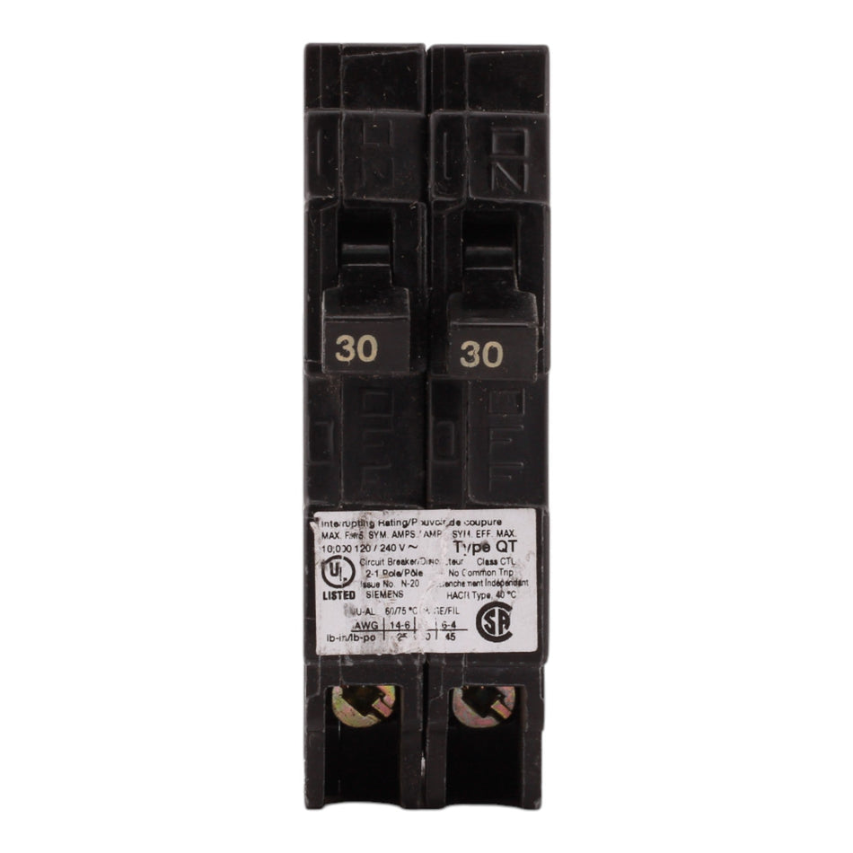 Siemens Q3030 30A-30A 1P 120V Duplex Circuit Breaker - Image 2