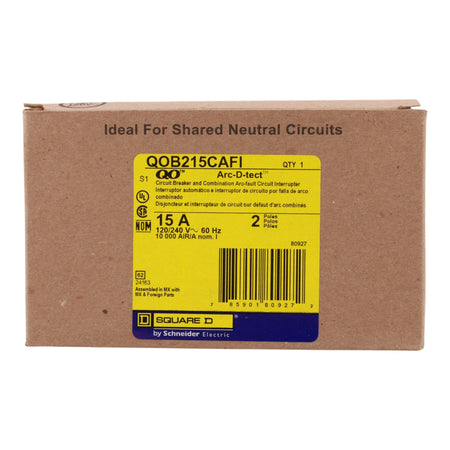 Square D QO QOB215CAFI 15A 2P 120/240V CAFI Circuit Breaker - Image 3