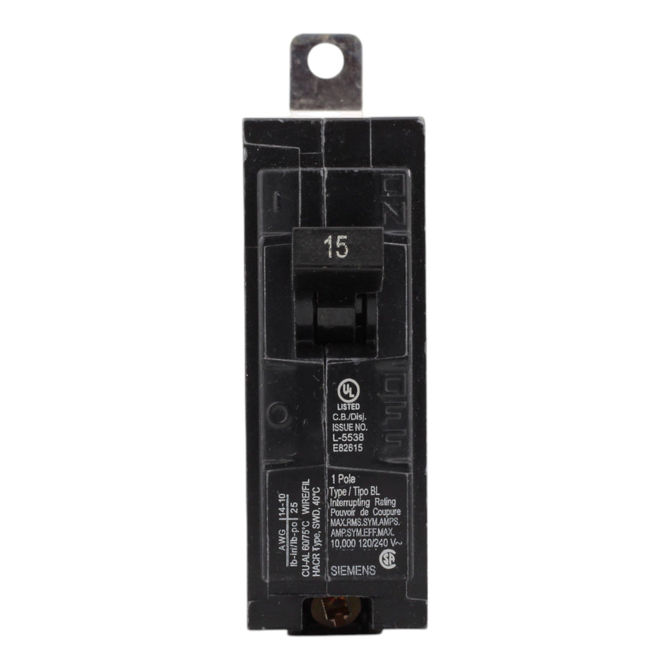 Siemens B115 15 Amps 120 Volts Single Pole Thermal Magnetic Circuit Breaker, Bolt-On Mount, For Siemens Panels - Image 2