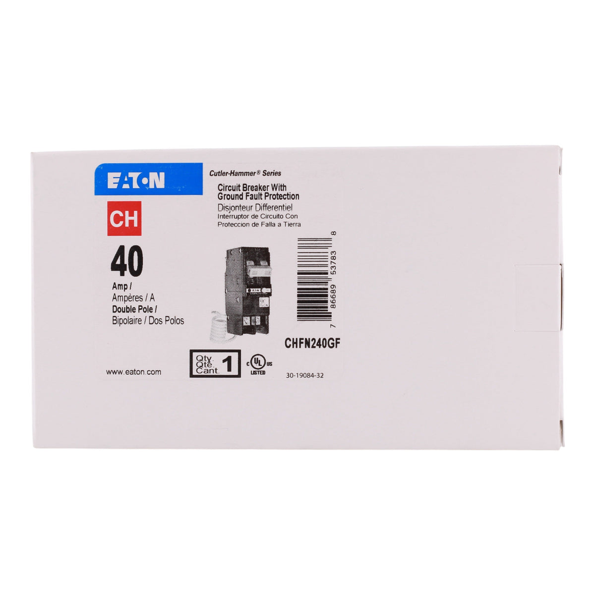 Eaton CH CHFN240GF 40A 2P 120/240V GFCI Pigtail Neutral Circuit Breaker - Image 4