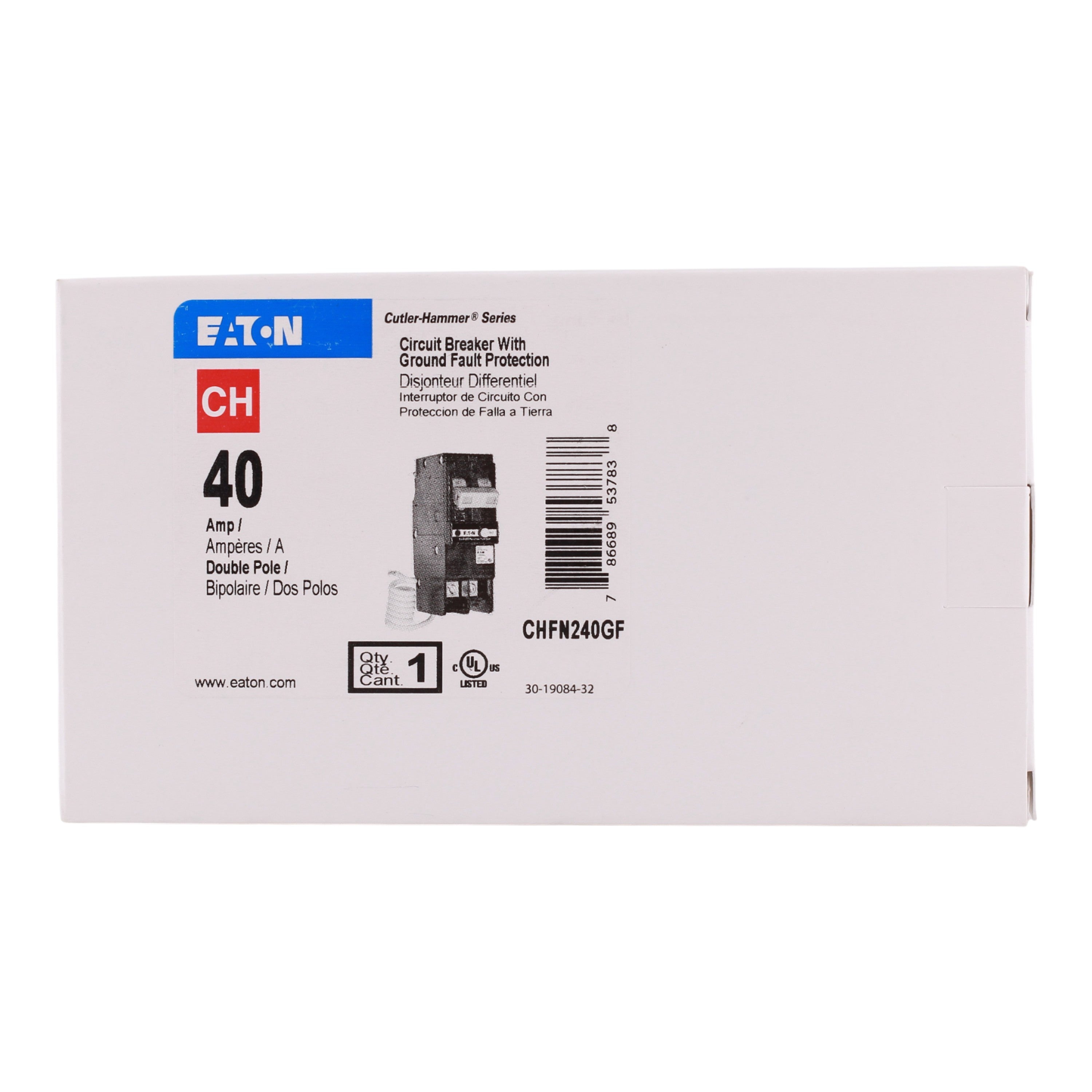 Eaton CH CHFN240GF 40A 2P 120/240V GFCI Pigtail Neutral Circuit Breaker - Image 4