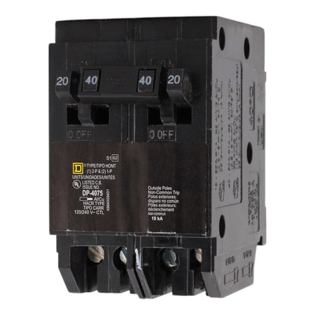 Square D HOMT2020240 20/20/40A 120/240V Quad Tandem Circuit Breaker, Plug-In, 10kA Interrupt, for Homeline Load Centers - Image 3