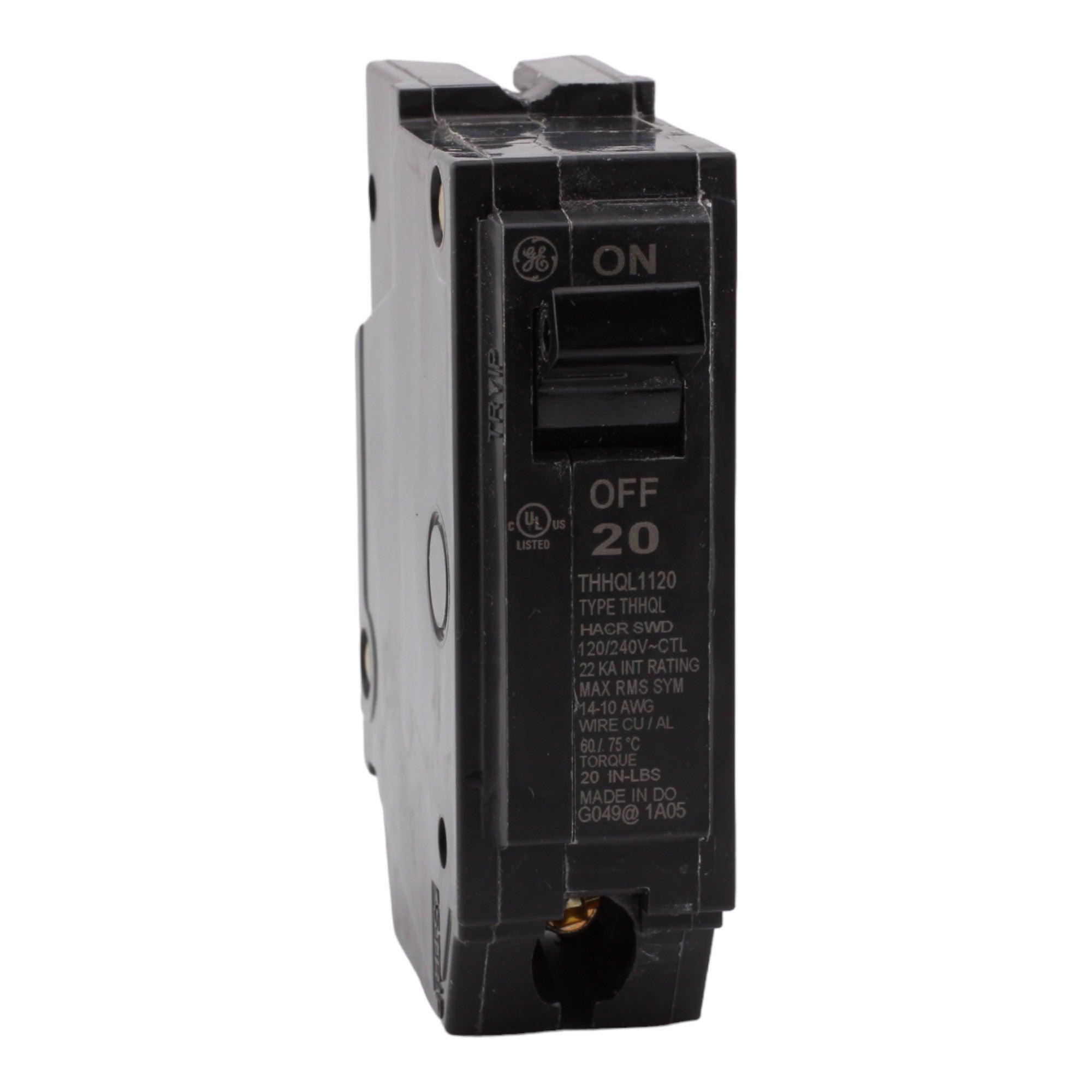 GE THHQL1120 20 Amp Single-Pole Circuit Breaker - 120/240V, 10kA, Plug-in - Image 2