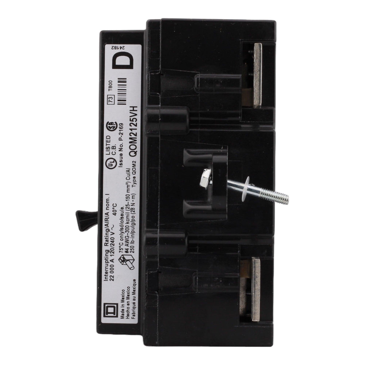 Square D QOM2125VH 125 Amp Double Pole Main Circuit Breaker, 120/240V, Bolt-On, UL Listed - Image 5