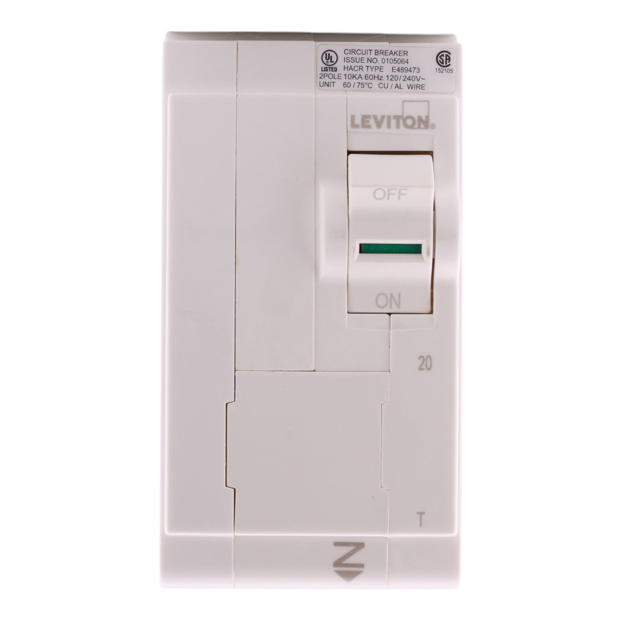 Leviton LB220-T 20A 2P 120/240V Standard Plug-On Neutral Circuit Breaker - Image 2