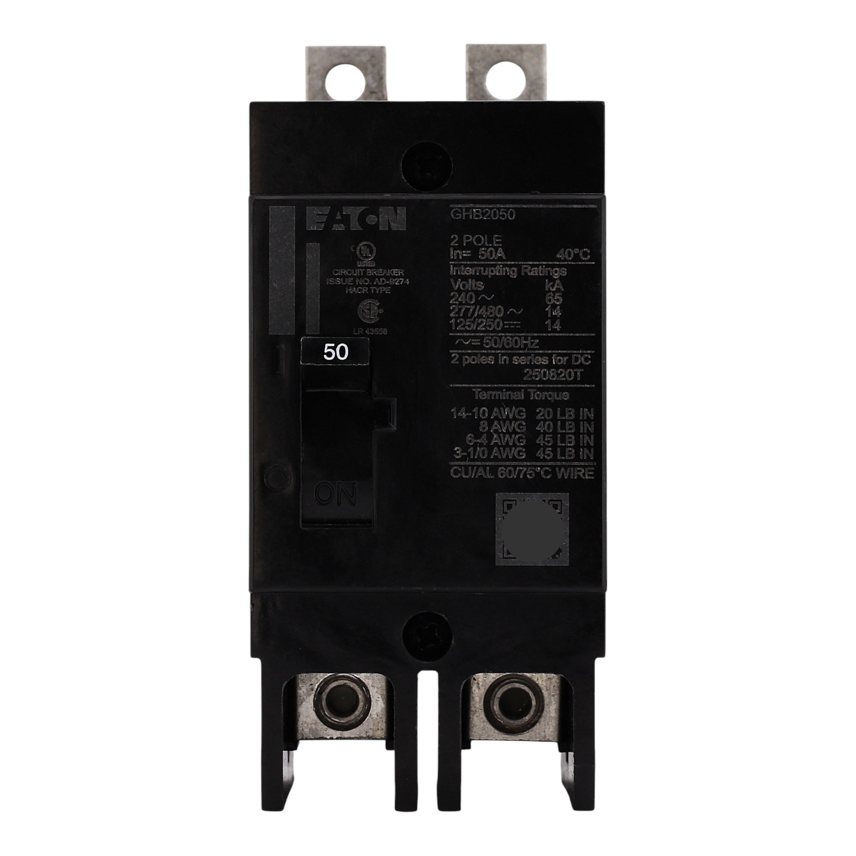 Eaton Series C GHB2050 50A 2P 480Y/277V Molded Case Circuit Breaker - Image 3