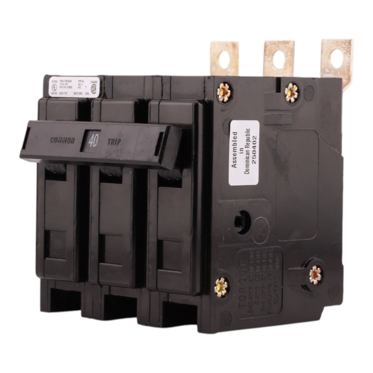 Eaton Quicklag BAB3040H 40A 3P 240V Thermal-Magnetic Bolt-On Circuit Breaker - Image 2