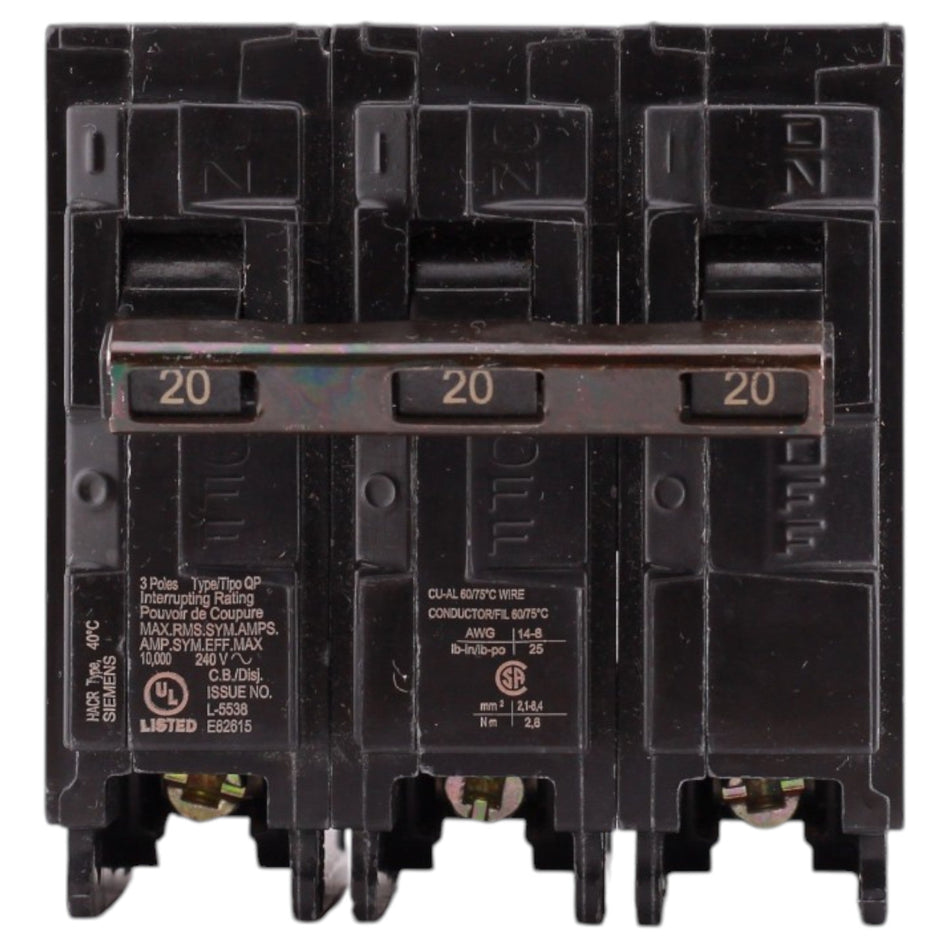 Siemens Q, Q320, 20A, 3P, 240V, Plug-In, Circuit Breaker - Image 2