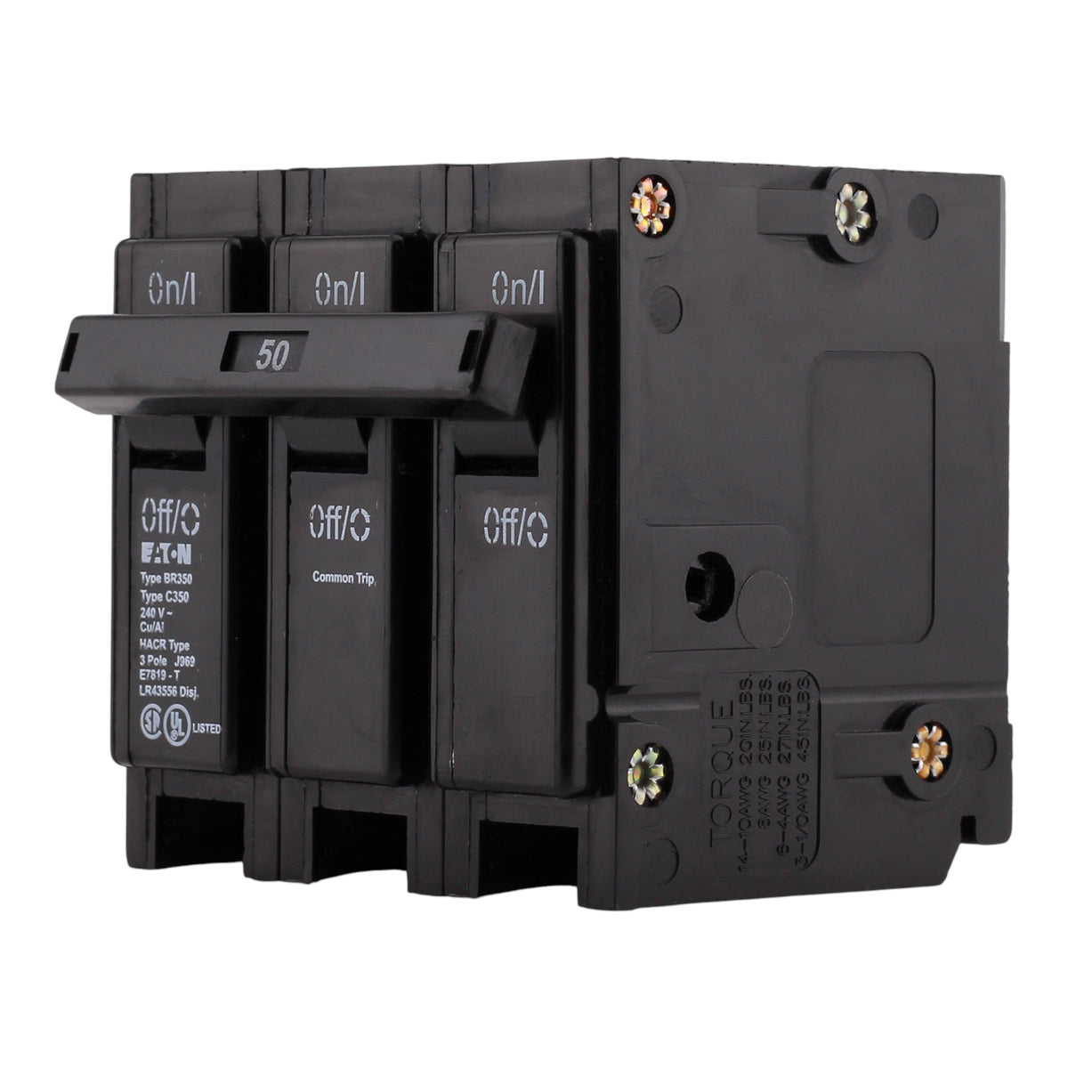 Eaton BR350 50A 3P 240V Thermal Magnetic Plug-On Circuit Breaker - Image 2