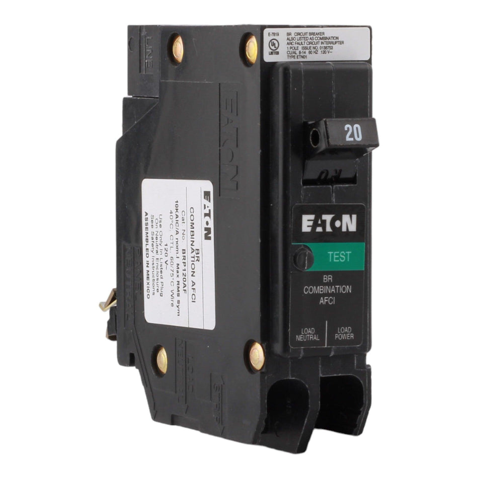Eaton BR BRP120AF 20A 1P 120V AFCI Plug on Neutral Circuit Breaker