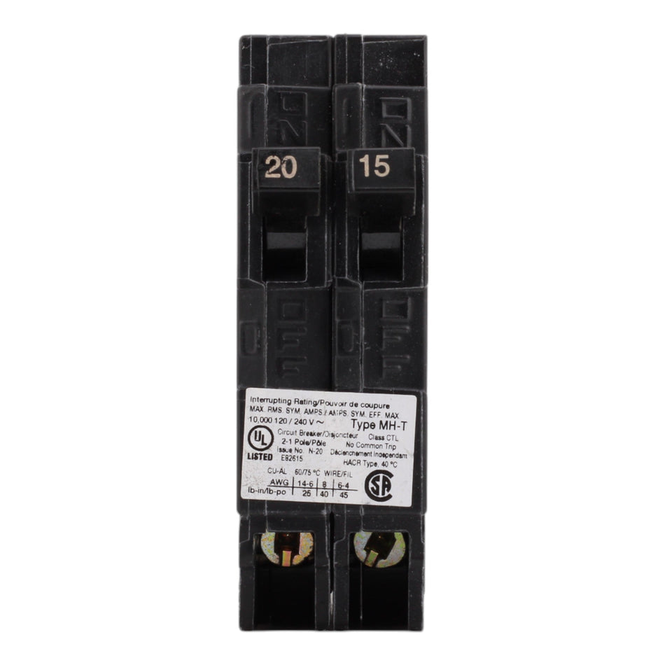 Murray MP2015 20/15A 120V 1-Pole Duplex Thermal Magnetic Circuit Breaker, Compatible with Murray and Siemens Load Centers - Image 2