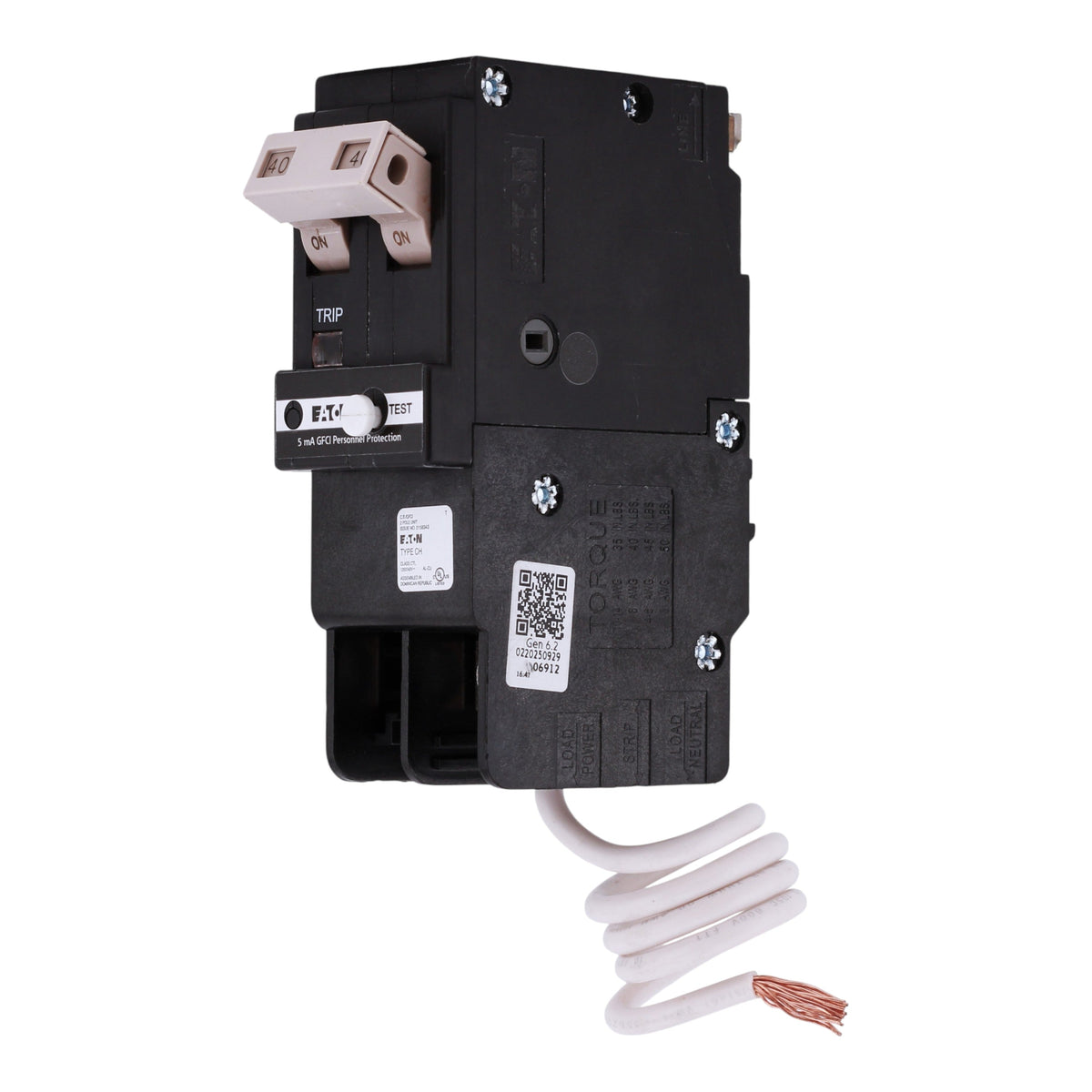 Eaton CH CHFN240GF 40A 2P 120/240V GFCI Pigtail Neutral Circuit Breaker - Image 2