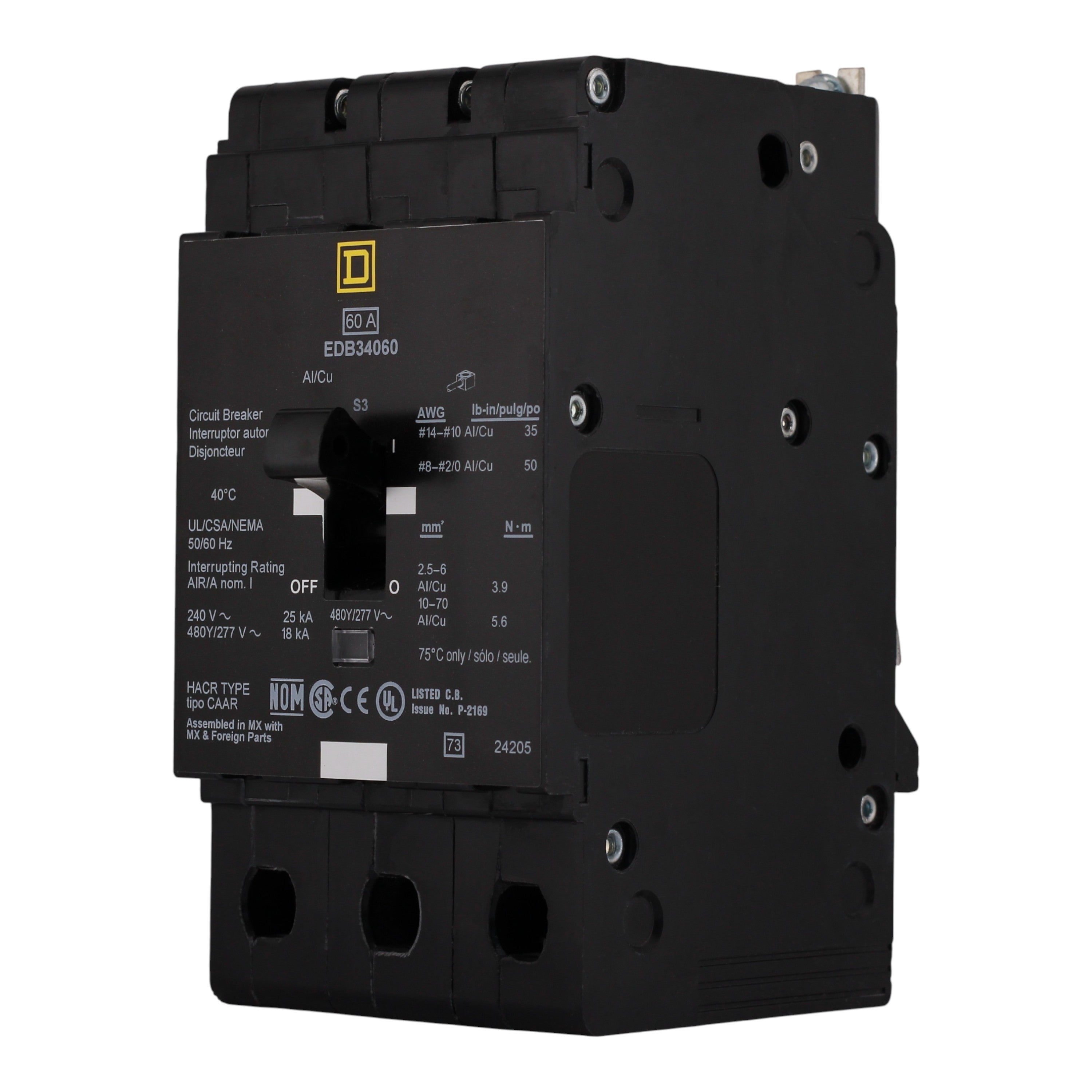 Square D E-Frame EDB34060 60A 3P 480Y/277V Thermal-Magnetic Bolt-On Circuit Breaker - Image 8