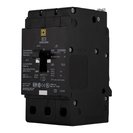 Square D E-Frame EDB34060 60A 3P 480Y/277V Thermal-Magnetic Bolt-On Circuit Breaker - Image 8