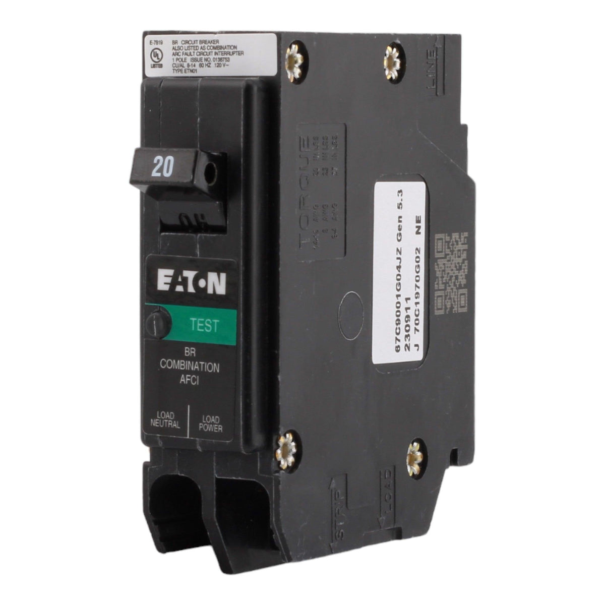 Eaton BR BRP120AF 20A 1P 120V AFCI Plug on Neutral Circuit Breaker - Image 2